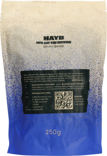 Kawa ziarnista Hayb Blue Espresso Blend 250 g (5904844570086) - obraz 2