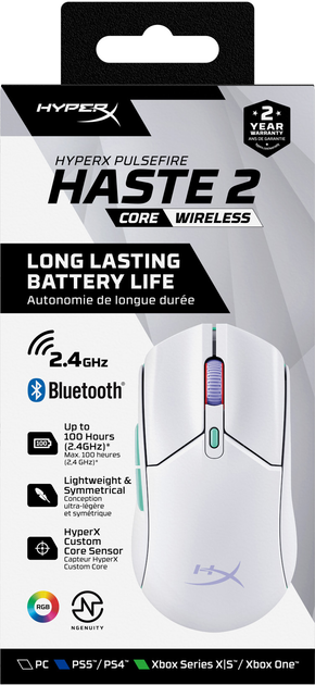 Mysz HyperX Pulsefire Haste 2 Core Wireless/Bluetooth White (8R2E7AA) - obraz 17