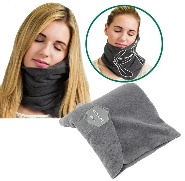 Подушка для шеи Travel Pillow Серая дорожная для сна - Фото 2 Подушка для шеи Travel Pillow Серая дорожная для сна - изображение 2