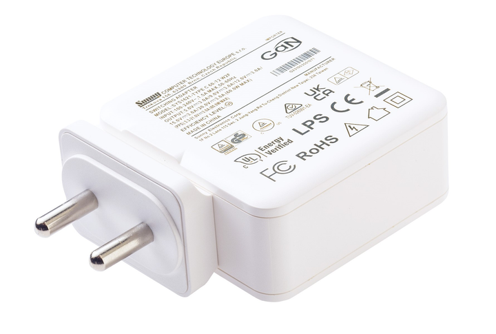 Zasilacz biurkowy uniwersalny Sunny TYPE C 60 5V/3A 9V/3A 12V/3A 15V/3A 20V/3A White (SYS1621-UAW-T2) - obraz 4