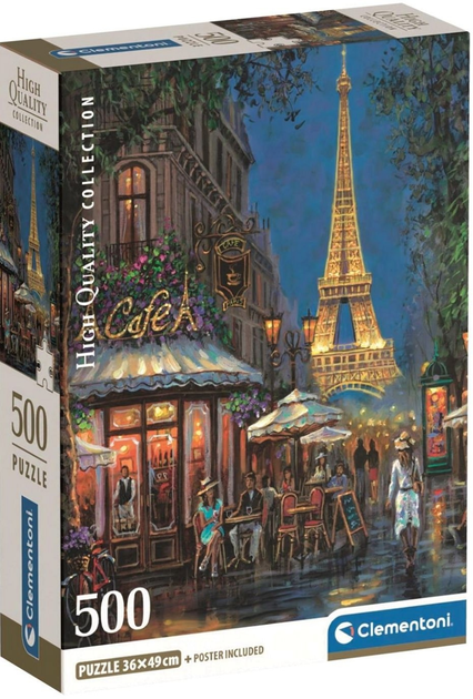 Puzzle Clementoni High Quality Night at the Eiffel Cafe 500 elementów 35577 (8005125355778) - obraz 1
