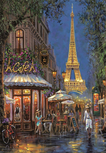 Puzzle Clementoni High Quality Night at the Eiffel Cafe 500 elementów 35577 (8005125355778) - obraz 2