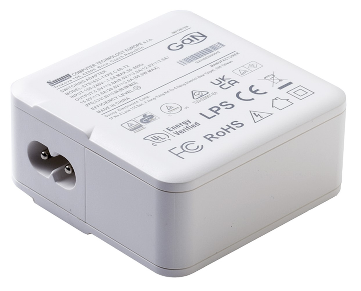 Zasilacz  biurkowy uniwersalna Sunny TYPE C 60 5V/3A 9V/3A 12V/3A 15V/3A 20V/3A White (SYS1621-T2) - obraz 3