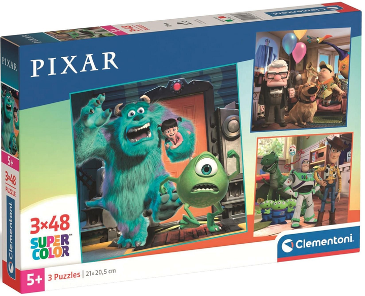 Puzzle Clementoni Super Kolor Disney Pixar 3 x 48 elementów 25065 (8005125250653) - obraz 1