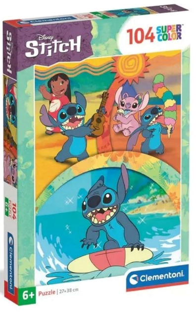 Puzzle Clementoni Super Kolor Disney Stitch 104 elementy 25042 (8005125250424) - obraz 1