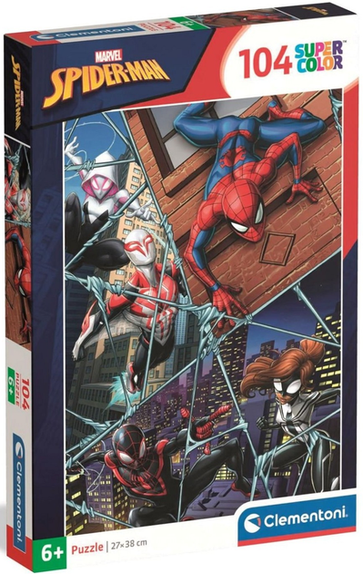 Пазл Clementoni Super Kolor Marvel Людина-павук 104 елементи 25043 (8005125250431) - зображення 1