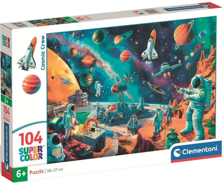 Puzzle Clementoni Super Kolor Cosmic Crew 104 elementy 25036 (8005125250363) - obraz 1