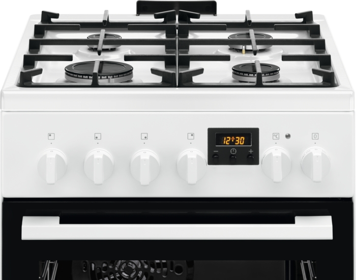 Плита Electrolux комбінована, 57л, 50x60см, дисплей, конвекція, чавун, білий - зображення 4