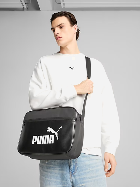 Torba przez ramię męska sportowa materialowa Puma Campus Medium Reporter Bag 9129701 Czarna (4067984160539) - obraz 2