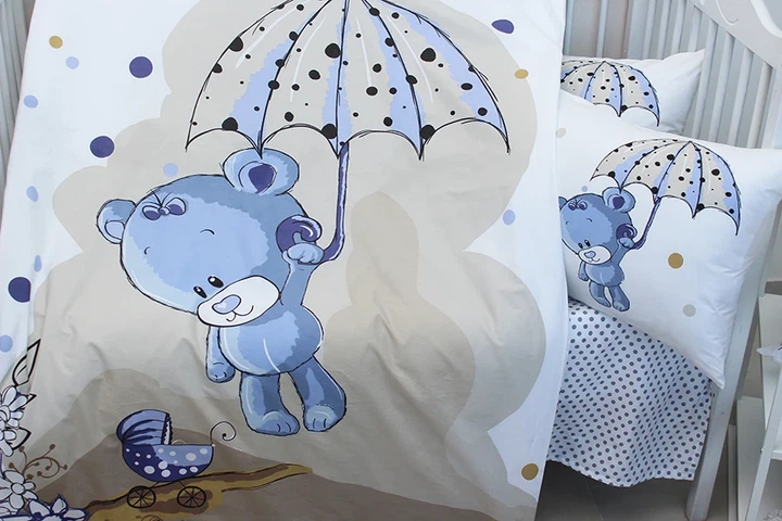 Комплект постельного белья в кроватку Tag Tekstil Umbrella blue для новорожденных Зонтик (голубой) - Фото 3 Комплект постельного белья в кроватку Tag Tekstil Umbrella blue для новорожденных Зонтик (голубой) - изображение 3