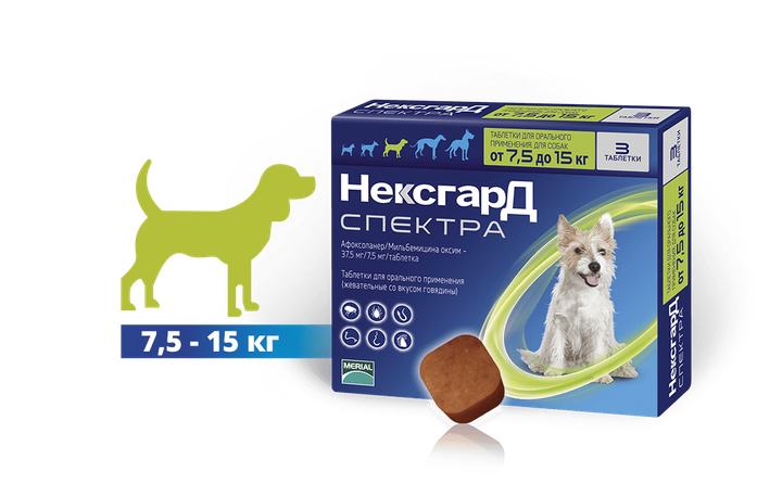 Таблетки от блох, клещей и гельминтов для собак NexGard Spectra М от 7.5 до 15 кг 3 таблетки (159905) - изображение 2