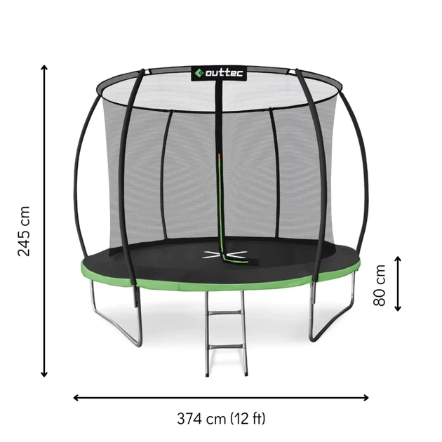 Батут Outtec Premium 10ft (312 см) черно-зеленый с внутренней сеткой: до 150 кг, для детей, взрослых, дачи, улицы - изображение 4