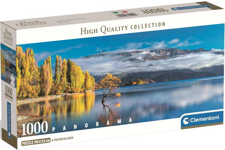 Puzzle Clementoni High Quality Panorama Wanaka's golden reflections 1000 elementów 39942 (8005125399420 / 8005125398867) - obraz 1