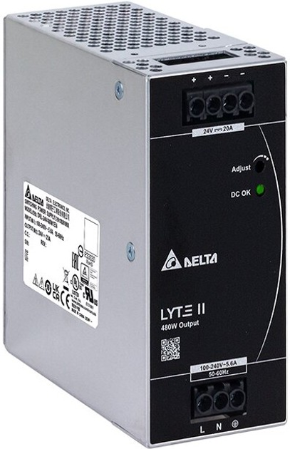 Zasilacz na szynę DIN Delta 480W, 24V, 20A (DRL-24V480W1EN) (5902135155578) - obraz 1