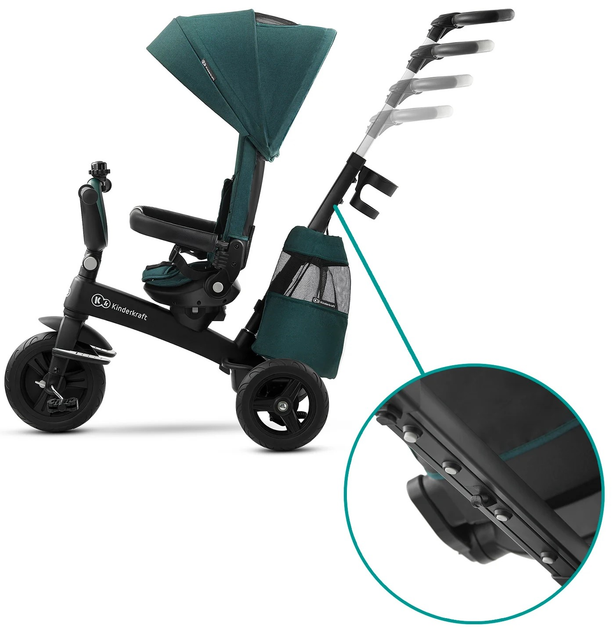 Rowerek trójkołowy Kinderkraft Easytwist Midnight Green (KKRETWIGRE0000) - obraz 5