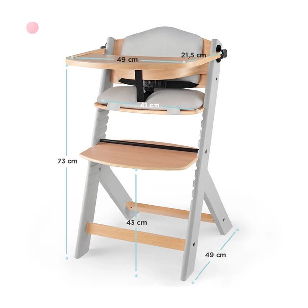 Стільчик для годування Kinderkraft Enock Gray Wood з подушкою (KHENOC0PGRY0000) (5902533917259)  - зображення 7