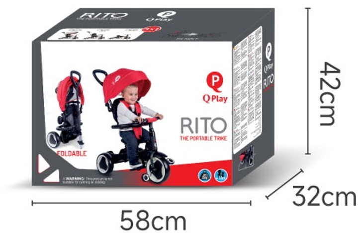 Rower dla dzieci Qplay RITO EVA S380-7Black trójkołowy składany Czarny (686268624464) - obraz 11