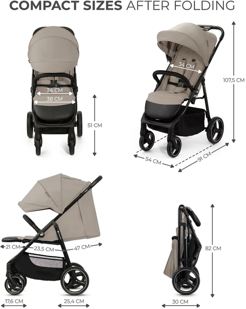 Wózek spacerowy Kinderkraft Trig 3 Stone Beige (KSTRIG03BEG0000) (5902533924851) - obraz 3