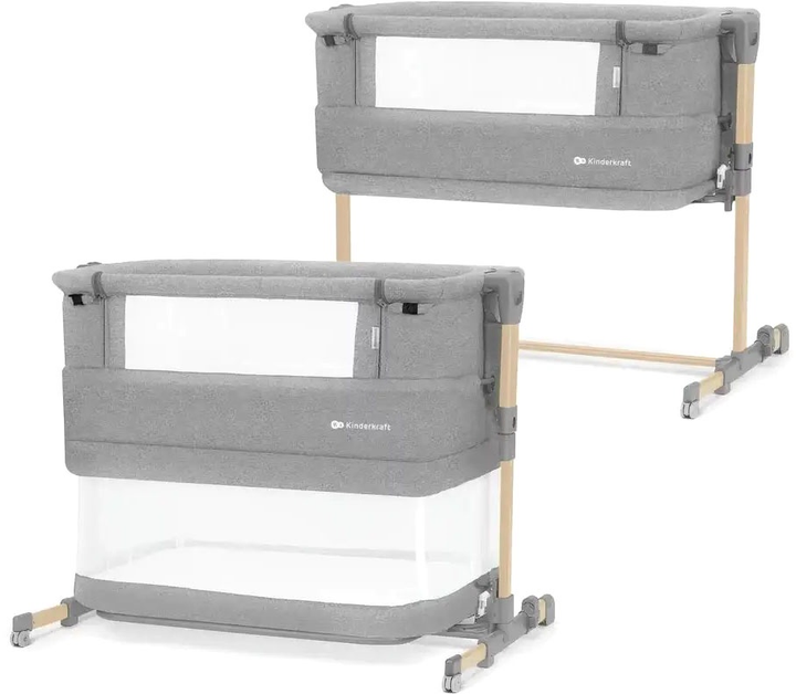 Приставне ліжечко-люлька KinderKraft Neste Grow Light Grey Full Wood (KCNEGR00LGR000W) - зображення 2