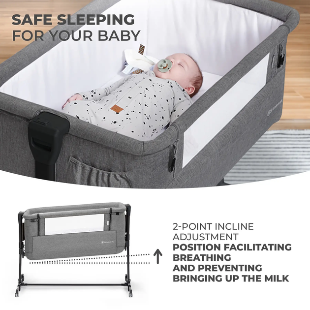 Приставне ліжечко-колиска Kinderkraft Neste Grow Grey Melange (KCNEGR00GRY0000) - зображення 8