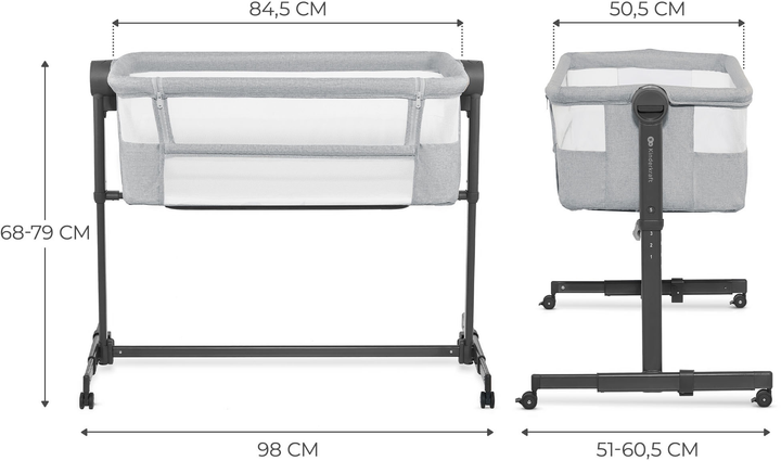 Łóżeczko dostawne Kinderkraft Neste Up 2 Light Grey (KLNEUP02LGR0000) - obraz 9