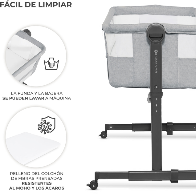 Łóżeczko dostawne Kinderkraft Neste Up 2 Light Grey (KLNEUP02LGR0000) - obraz 6