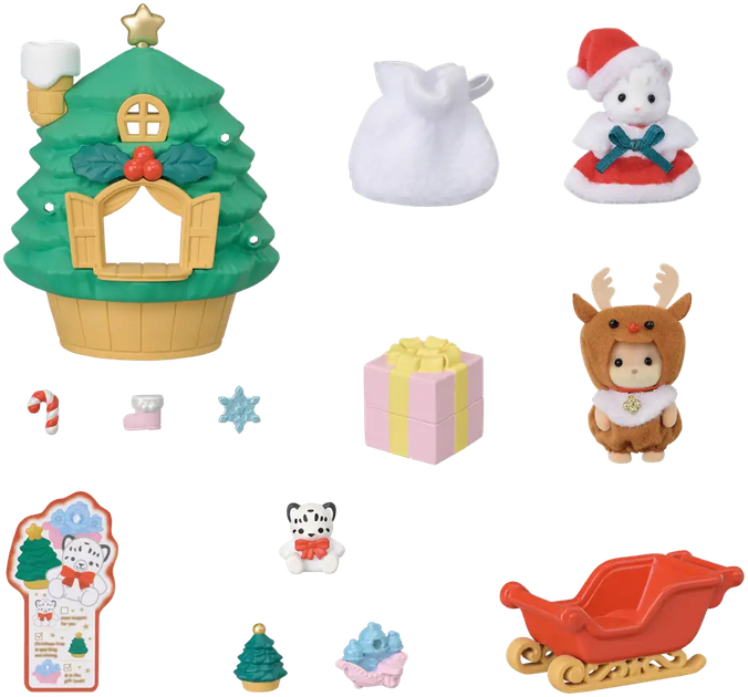 Zestaw figurek Sylvanian Families Baby Santa Christmas Tree House SLV5822 (5054131058220) - obraz 3