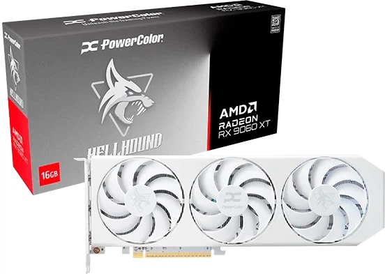 Karta graficzna Powercolor PCI-Ex Radeon RX 9060 XT Hellhound Spectral White 16GB GDDR6 (128bit) (3310/20000) (HDMI, 2 x DisplayPort) (RX9060XT 16G-L/OC/WHITE) - obraz 7