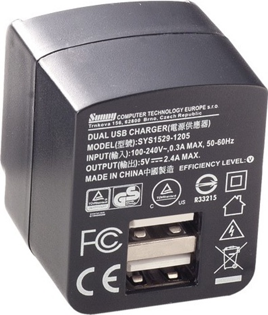 Ładowarka sieciowa Sunny 2.4A 2 x USB-A Black (8594213820774) - obraz 1