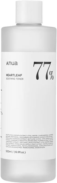 Заспокійливий тонік для обличчя Anua Heartleaf 77% 500 мл (8809640731440) - зображення 1