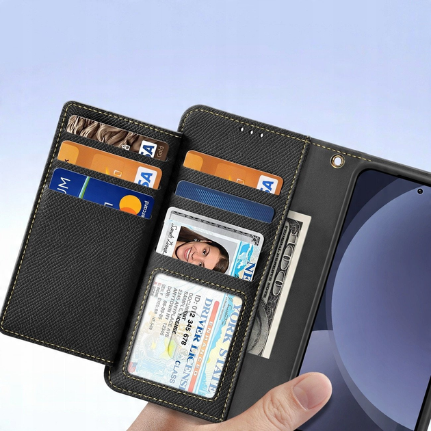 Etui z klapką DUX Ducis Lawa na Samsung Galaxy S25 z odlaczanym portfelem magnetycznym Black (6971824162219) - obraz 7