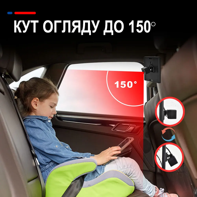 Автомобільна відеоняня для спостереження за дитиною в машині Podofo Z2102, монітор з камерою заднього виду для малюків, black - изображение 6
