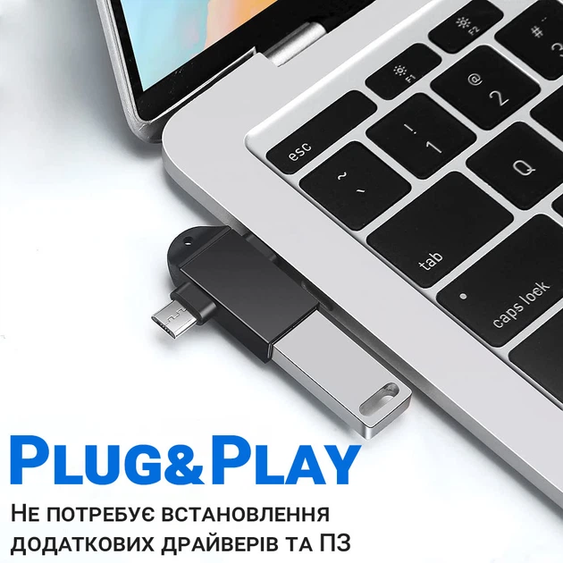 Подвійний OTG адаптер USB 3.0 на Type-C + MicroUSB, перехідник для смартфона/ноутбука Addap UA2MIX-01, 5 Гбіт/с - Фото 7 Подвійний OTG адаптер USB 3.0 на Type-C + MicroUSB, перехідник для смартфона/ноутбука Addap UA2MIX-01, 5 Гбіт/с - изображение 7