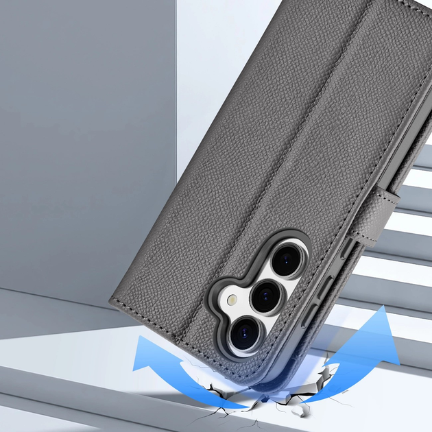 Чохол-книжка DUX Ducis Lawa для Samsung Galaxy S25 зі знімним магнітним гаманцем Grey (6971824162226) - зображення 6