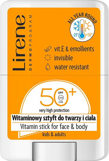 Сонцезахисний стік Lirene з вітамінами SPF50+ 15 г (5900717311244) - зображення 1