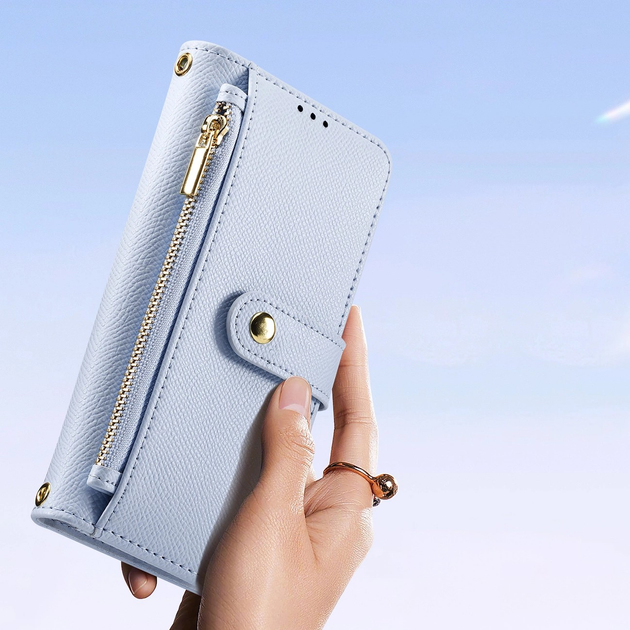 Etui z klapką DUX Ducis Lawa na Samsung Galaxy S25 z odlaczanym portfelem magnetycznym Blue (6971824162233) - obraz 7