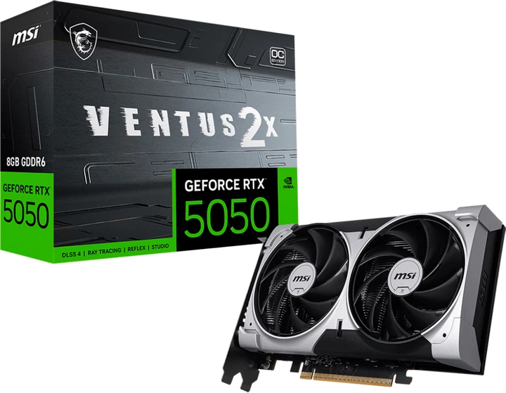 Відеокарта MSI PCI-Ex GeForce RTX 5050 VENTUS 2X OC 8GB GDDR6 (128bit) (2617/20000) (HDMI, 3 x DisplayPort) (GeForce RTX 5050 8G VENTUS 2X OC) - зображення 5