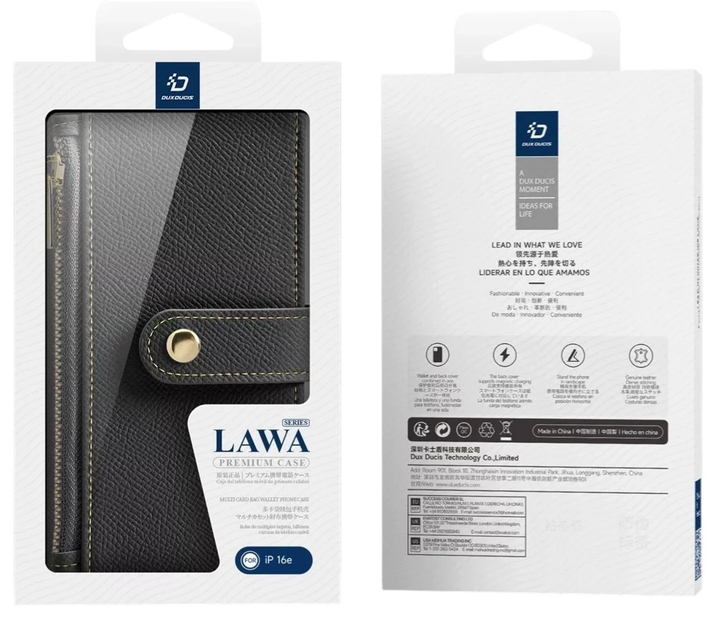 Etui z klapką DUX Ducis Lawa na Apple iPhone 16e z odlaczanym portfelem magnetycznym Black (6971824158687) - obraz 2