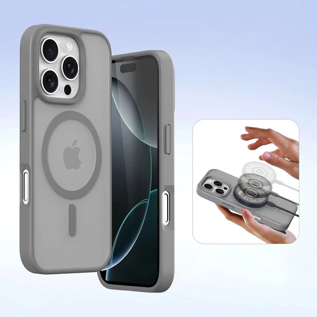 Etui z klapką DUX Ducis Lawa na Apple iPhone 16 Pro z odlaczanym portfelem magnetycznym Grey (6934913004975) - obraz 3