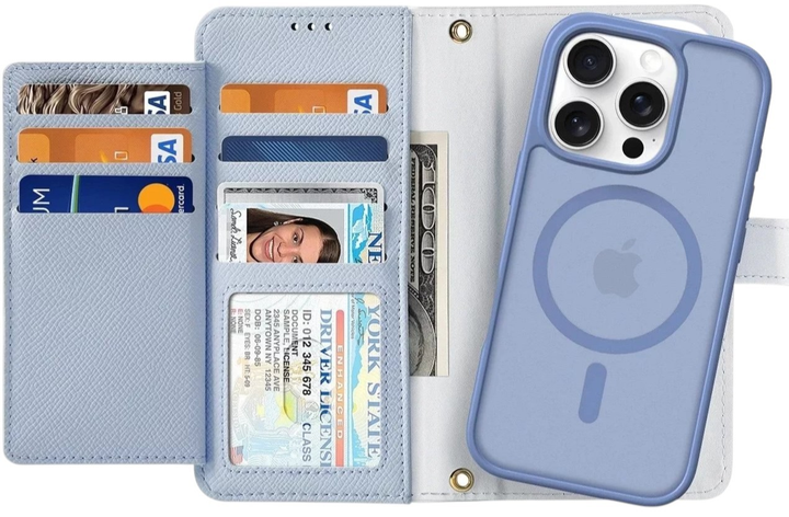 Etui z klapką DUX Ducis Lawa na Apple iPhone 16 Pro z odlaczanym portfelem magnetycznym Light Blue (6934913004982) - obraz 1