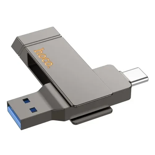 Флеш-накопичувач USB-A/C HOCO UD15 Clever USB3.2 Type-C 128GB Gray - Фото 1 Флеш-накопичувач USB-A/C HOCO UD15 Clever USB3.2 Type-C 128GB Gray - изображение 1