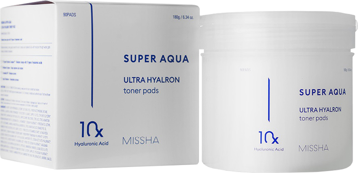 Зволожувальні пади для обличчя Missha Super Aqua Ultra Hyalron з гіалуроновою кислотою 90 шт (8809747928682) - зображення 1