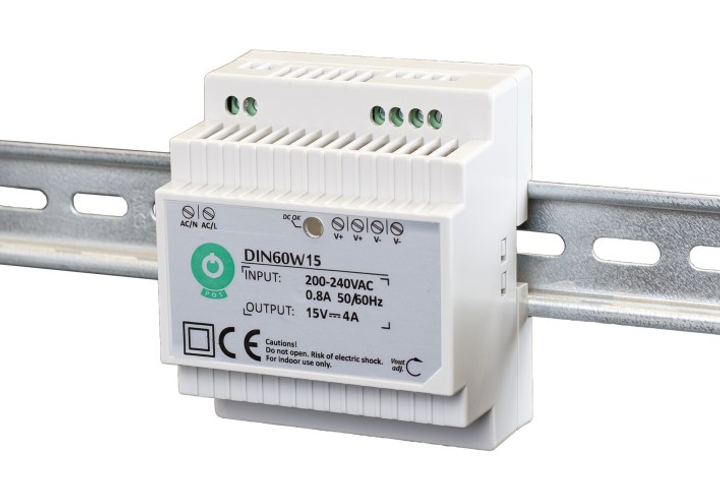 Трансорматор до ламп POS DIN Rail PSU 15V/4A (DIN60W15) - зображення 1