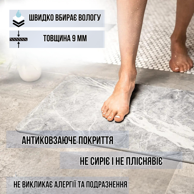 Набір для ванної кімнати та душу 60×39 см світло-сірий (JDT-0847637) - зображення 5