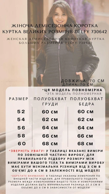 Жіноча демісезонна куртка великі розміри Delfi 56 чорна 2730622 - Фото 5 Жіноча демісезонна куртка великі розміри Delfi 56 чорна 2730622 - зображення 5