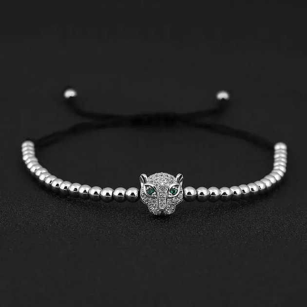Браслет леопард с Леопардом Leopard стальной серебристый на завязке - Фото 1 Браслет леопард с Леопардом Leopard стальной серебристый на завязке - изображение 1