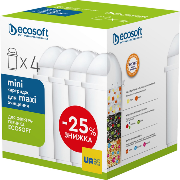 Набір покращених картриджів для фільтрів-кувшинів 3+1 шт Ecosoft - зображення 2
