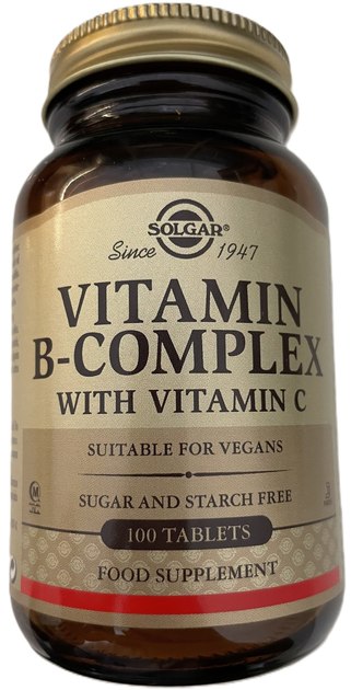 Kompleks witamin Solgar B-Complex with Vitamin C 100 tabletek (33984002005) - obraz 1