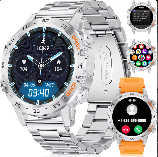 Смарт годинник чоловічий UWatch Canmixs водонепроникний протиударний з круглим циферблатом Сріблястий - Фото 3 Смарт годинник чоловічий UWatch Canmixs водонепроникний протиударний з круглим циферблатом Сріблястий - зображення 3