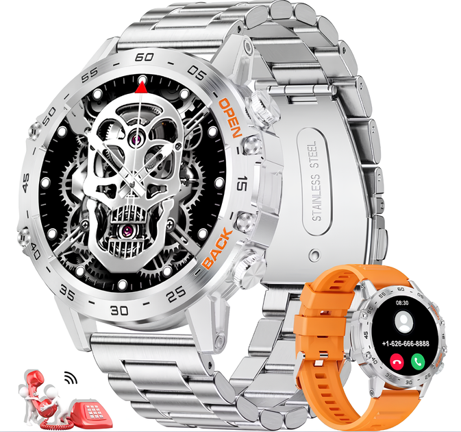 Смарт годинник чоловічий UWatch Canmixs водонепроникний протиударний з круглим циферблатом Сріблястий - Фото 8 Смарт годинник чоловічий UWatch Canmixs водонепроникний протиударний з круглим циферблатом Сріблястий - зображення 8